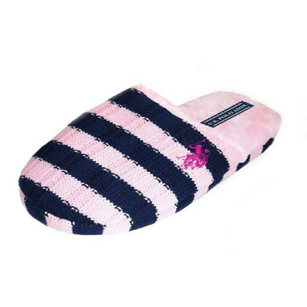 The Slipper Company Womens Navy Blue and Pink Floral Mule Slippers